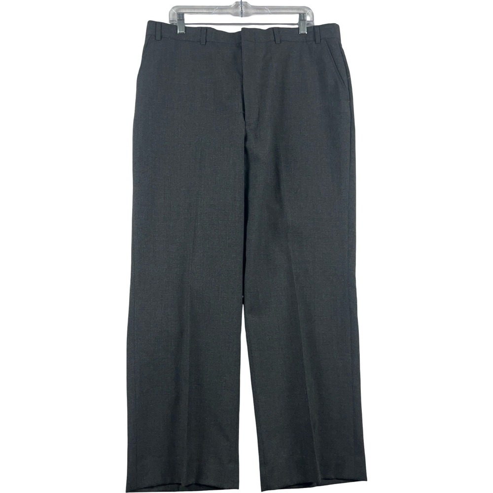 Executive Collection Dress Pants Mens 40x32 Gray Wool Blend Flat Front Slacks